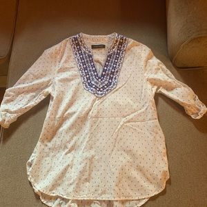 Ivanka Trump Blue & White Blouse Like New Worn Once